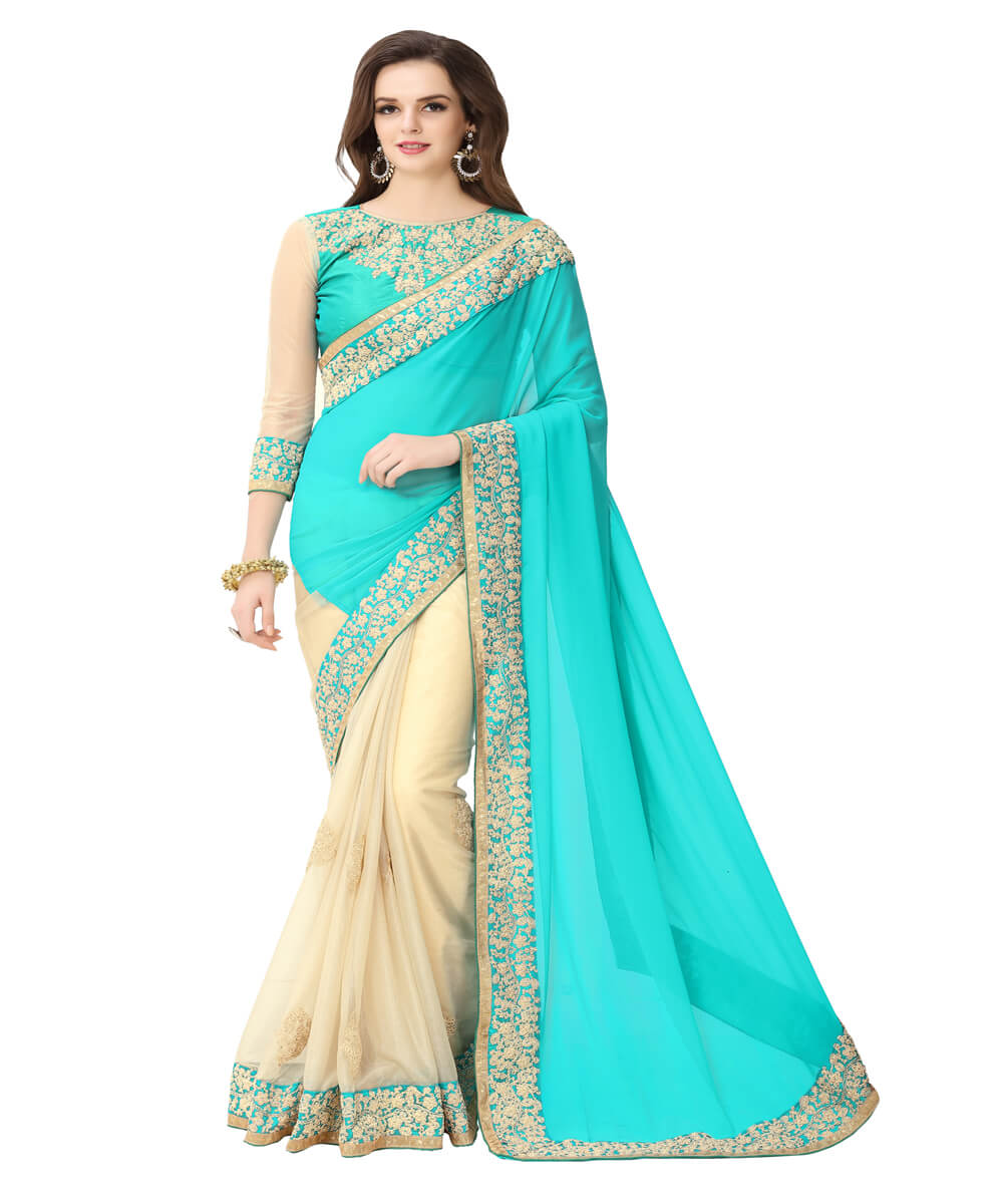 Sukanya Blue Embroidered Georgette Saree...