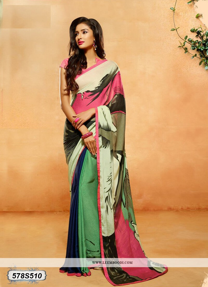 cream pink designer casual saree