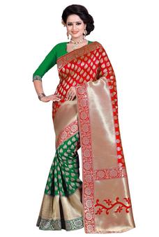 Blue Satin Silk Heavy Replica Saree With Blouse