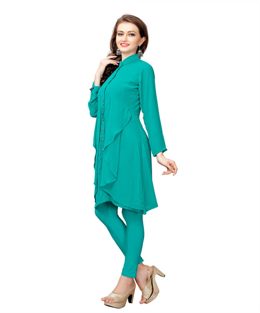 Sea Green Color Georgette Plain Kurti...