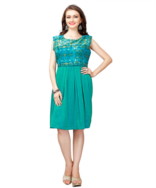 Navy Blue Color Crepe Printed Work Kurti...
