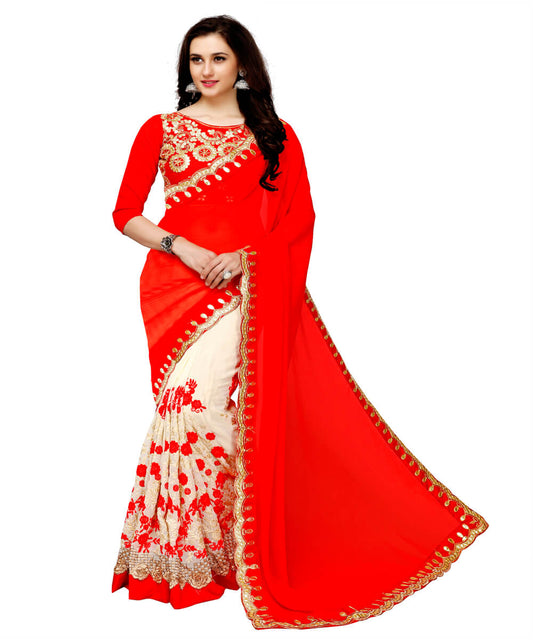 red-and-off-white-half-n-half-embroidered-georgette-sarees