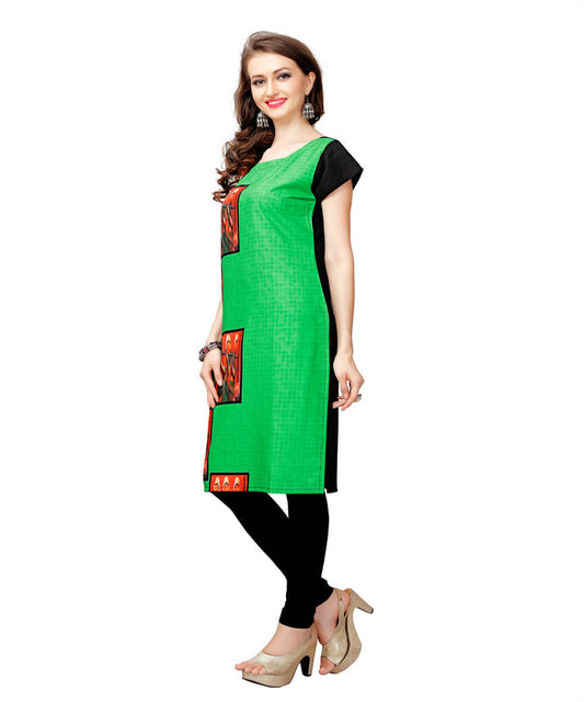 Multi Color Printed Polyester Cotton Kur...