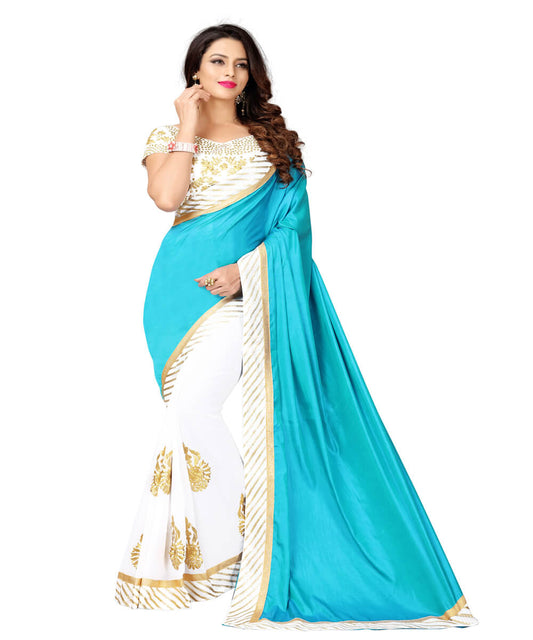 Firozi Georgette Embroidery Work Half N ...