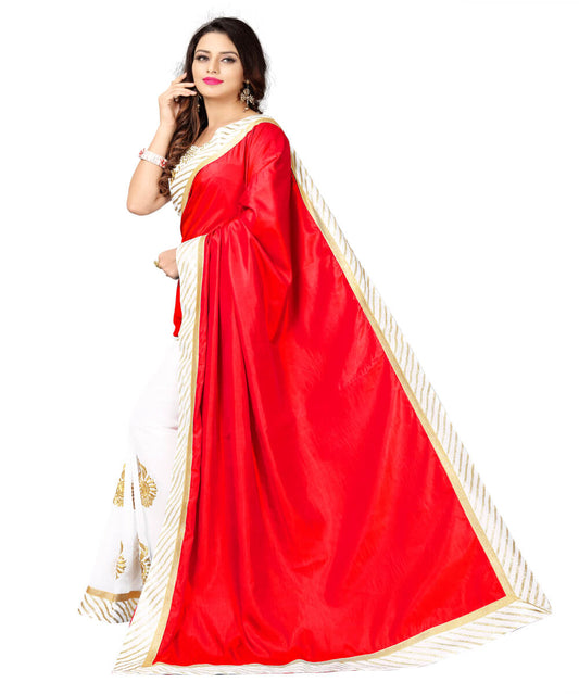 Red Georgette Embroidery Work Half N Hal...