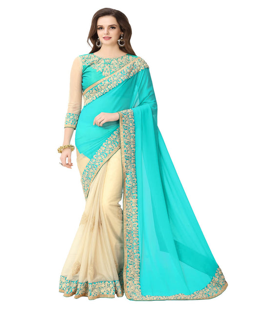 Sukanya Blue Embroidered Georgette Saree...