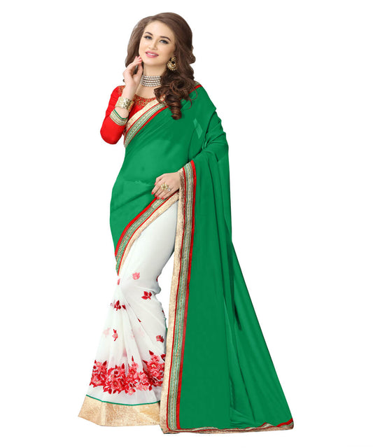 Sukanya Green Embroidered Georgette Sare...