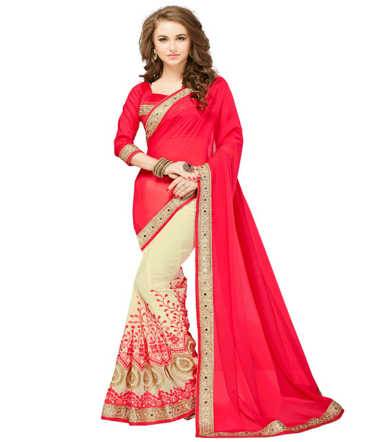 Sukanya Pink Embroidered Georgette Saree...