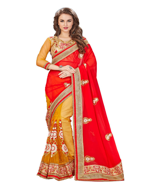 Sukanya Red Embroidered Georgette Saree...