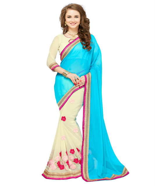 Sukanya Ribbon Embroidered Georgette Sar...