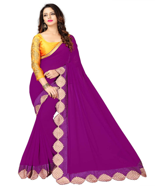 Sukanya Wine Embroidered Chiffon Saree...
