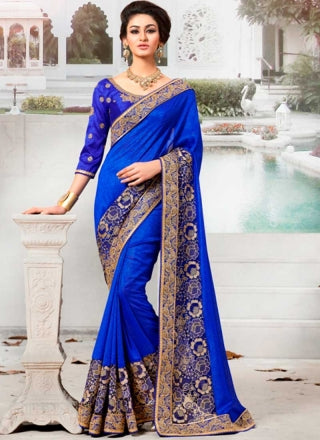 blue border works casual saree
